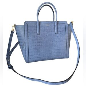 Brand New Lauren Ralph Lauren Elegant Lavender Crocodile-Embossed Tote Bag